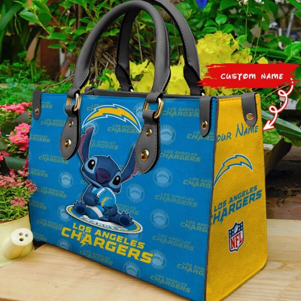 Custom Name NFL Los Angeles Chargers Stitch Women Hand Bag