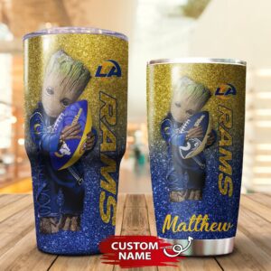 Custom Name NFL Los Angeles Rams Baby Groot Tumbler Cup