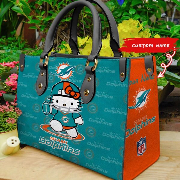 Custom Name NFL Miami Dolphins Kitty Women Hand Bag