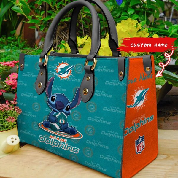 Custom Name NFL Miami Dolphins Stitch Women Hand Bag