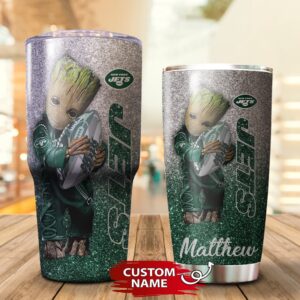 Custom Name NFL New York Jets Baby Groot Tumbler Cup