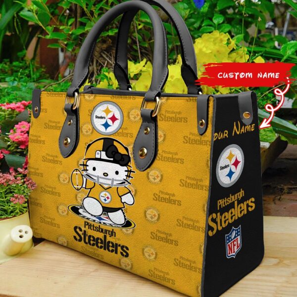 Custom Name NFL Pittsburgh Steelers Kitty Women Hand Bag