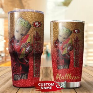 Custom Name NFL San Francisco 49ers Baby Groot Tumbler Cup