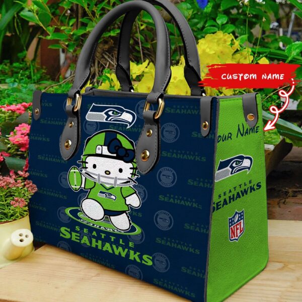 Custom Name NFL Seattle Seahawks Kitty Women Hand Bag