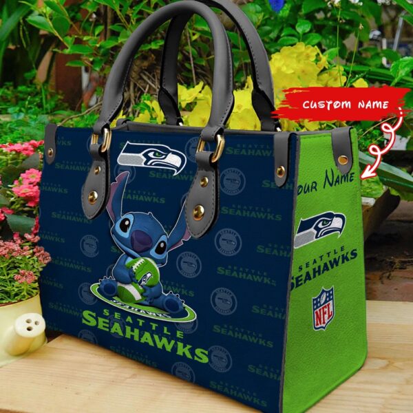 Custom Name NFL Seattle Seahawks Stitch Women Hand Bag