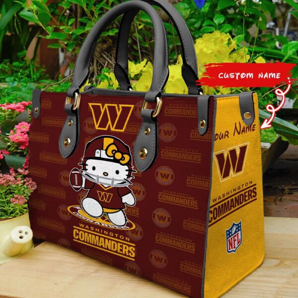 Custom Name NFL Washington Commanders Kitty Women Hand Bag