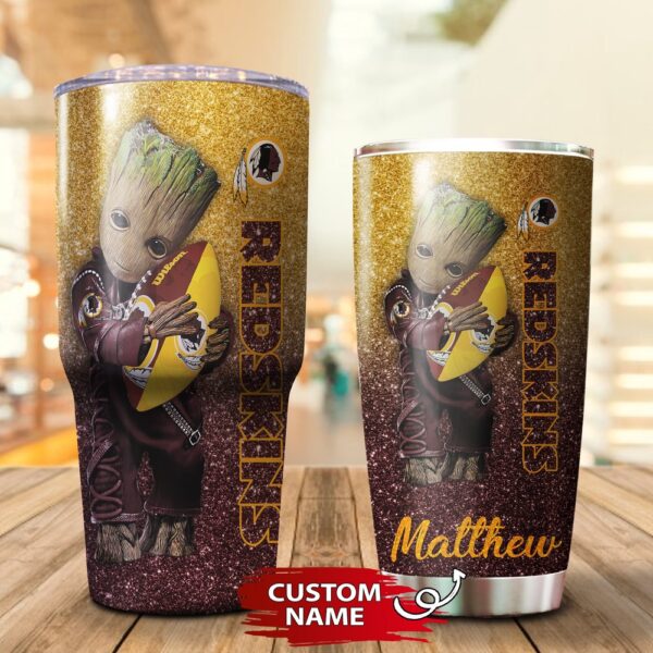 Custom Name NFL Washington Redskins Baby Groot Tumbler Cup