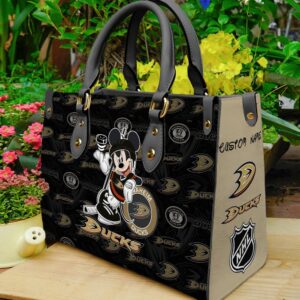 Custom Name NHL Anaheim Ducks Mickey Women Leather Hand Bag