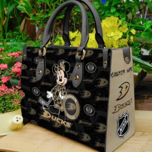 Custom Name NHL Anaheim Ducks Minnie Women Leather Hand Bag