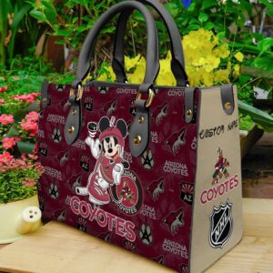 Custom Name NHL Arizona Coyotes Mickey Women Leather Hand Bag