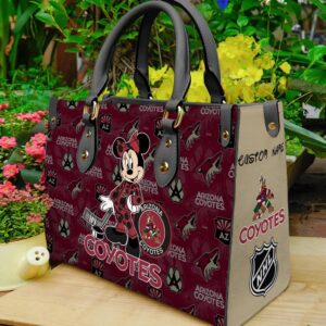 Custom Name NHL Arizona Coyotes Minnie Women Leather Hand Bag