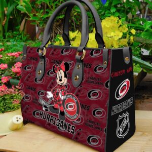 Custom Name NHL Carolina Hurricanes Minnie Women Leather Hand Bag