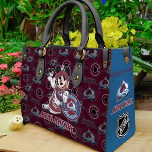 Custom Name NHL Colorado Avalanche Mickey Women Leather Hand Bag