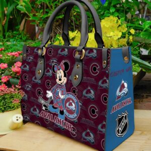 Custom Name NHL Colorado Avalanche Minnie Women Leather Hand Bag