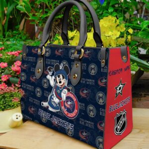 Custom Name NHL Columbus Blue Jackets Mickey Women Leather Hand Bag