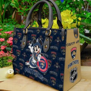 Custom Name NHL Florida Panthers Mickey Women Leather Hand Bag