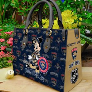 Custom Name NHL Florida Panthers Minnie Women Leather Hand Bag