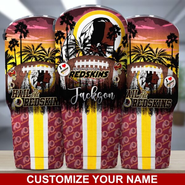 Custom Name Washington Redskins NFL Tumbler Tropical Style For Sports Fans