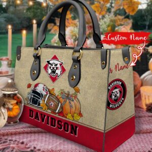 NCAA Davidson Wildcats Autumn Women Leather Hand Bag