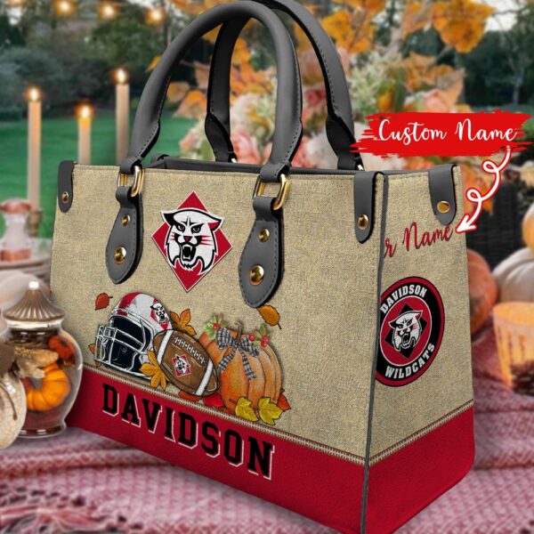 NCAA Davidson Wildcats Autumn Women Leather Hand Bag