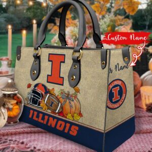 NCAA Illinois Fighting Illini Autumn Women Leather Hand Bag