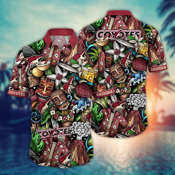 NHL Arizona Coyotes Flower Hawaii Shirt For Fans Custom Summer Football Shirts