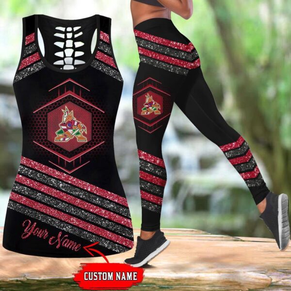 NHL Arizona Coyotes Hollow Tank Top And Leggings Set For Hockey Fans