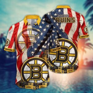 NHL Boston Bruins American Flag Hawaii Shirt Summer Football Shirts