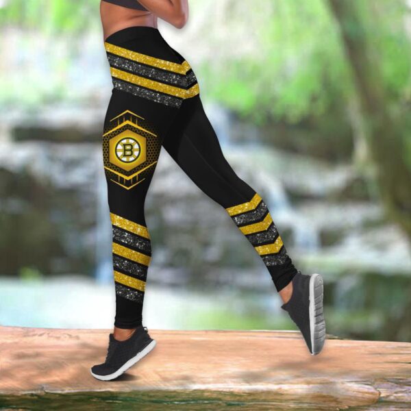 NHL Boston Bruins Hollow Tank Top And Leggings Set For Hockey Fans