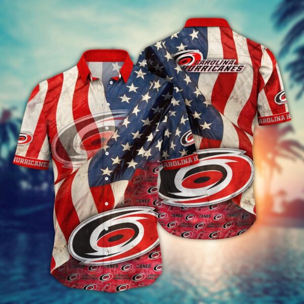 NHL Carolina Hurricanes American Flag Hawaii Shirt Summer Football Shirts