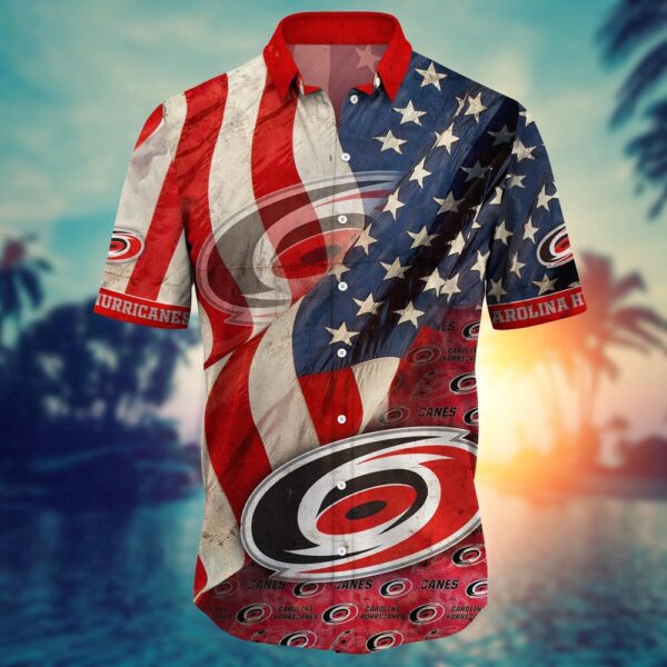 NHL Carolina Hurricanes American Flag Hawaii Shirt Summer Football Shirts