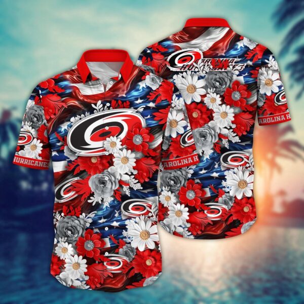 NHL Carolina Hurricanes Hawaii Shirt Independence Day Summer Shirts