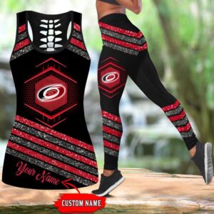 NHL Carolina Hurricanes Hollow Tank Top And Leggings Set For Hockey Fans 1