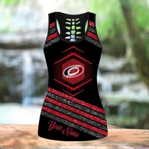 NHL Carolina Hurricanes Hollow Tank Top And Leggings Set For Hockey Fans 3