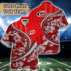 NHL Carolina Hurricanes Summer Flower Hawaii Shirt Custom Football Shirts 1