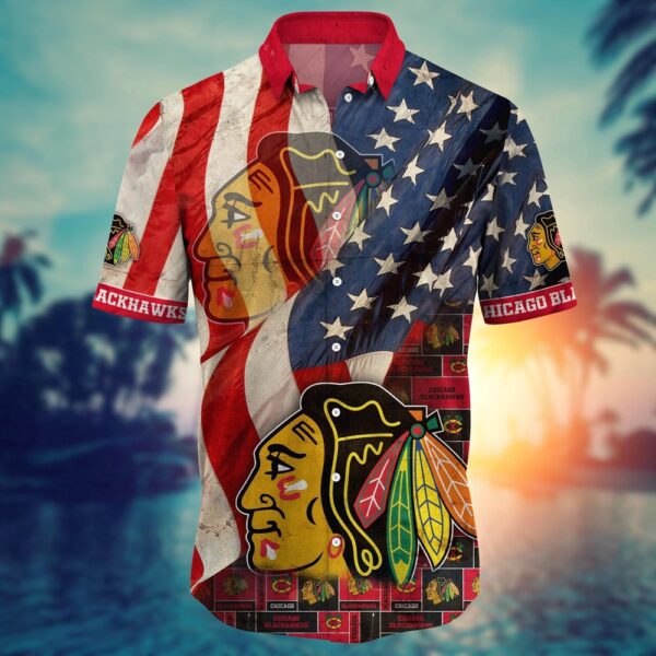 NHL Chicago Blackhawks American Flag Hawaii Shirt Summer Football Shirts