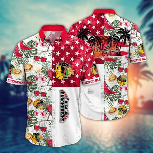 NHL Chicago Blackhawks Flower Hawaii Shirt For Fans Summer Football Shirts