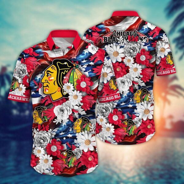 NHL Chicago Blackhawks Hawaii Shirt Independence Day Summer Shirts