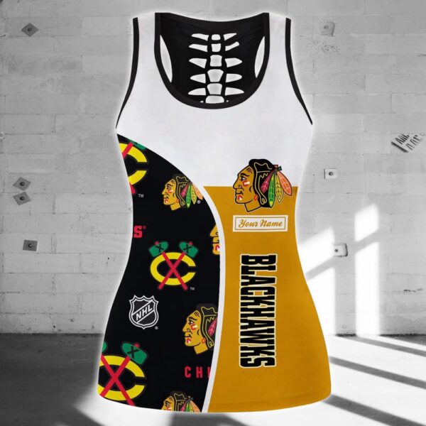 NHL Chicago Blackhawks Hollow Tank Top And Leggings Set For Fans