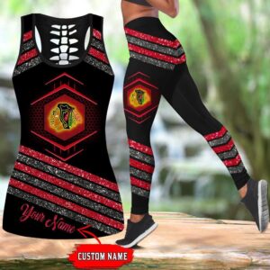 NHL Chicago Blackhawks Hollow Tank Top And Leggings Set For Hockey Fans 1