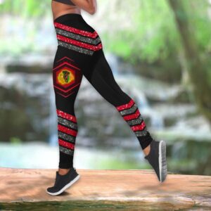 NHL Chicago Blackhawks Hollow Tank Top And Leggings Set For Hockey Fans 2