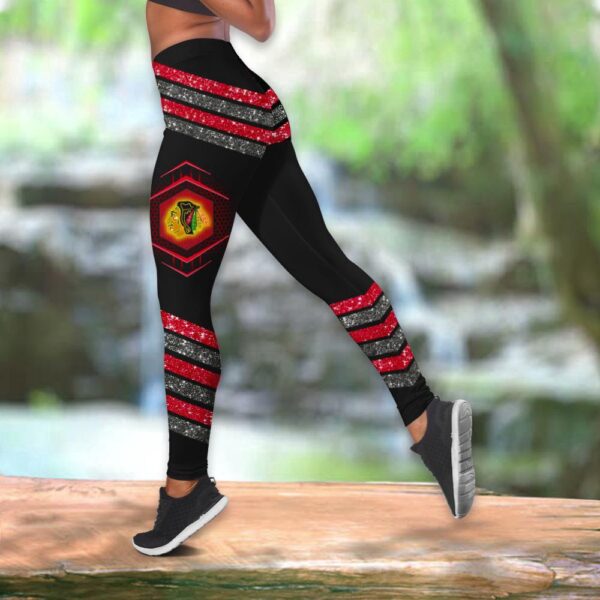 NHL Chicago Blackhawks Hollow Tank Top And Leggings Set For Hockey Fans