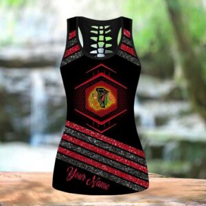 NHL Chicago Blackhawks Hollow Tank Top And Leggings Set For Hockey Fans 3