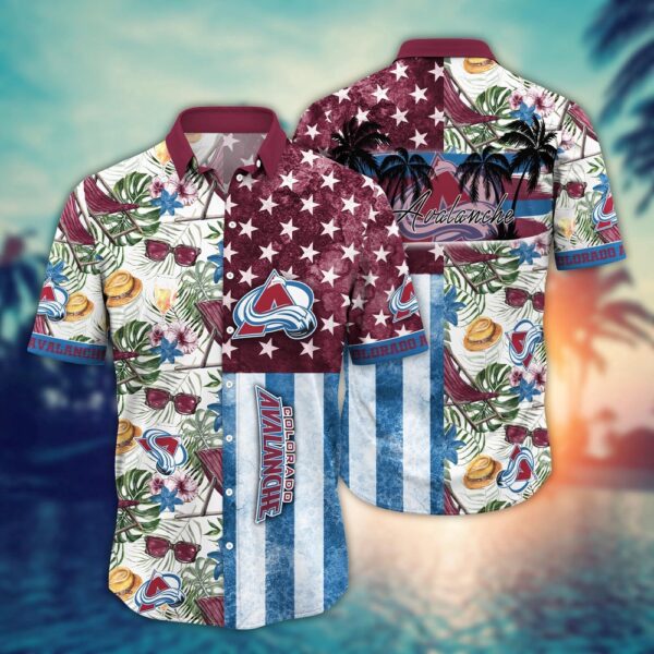 NHL Colorado Avalanche Flower Hawaii Shirt For Fans Summer Football Shirts