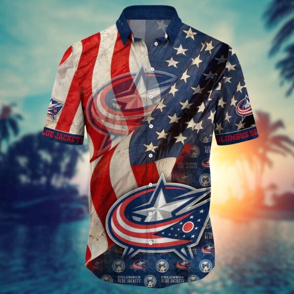 NHL Columbus Blue Jackets American Flag Hawaii Shirt Summer Football Shirts