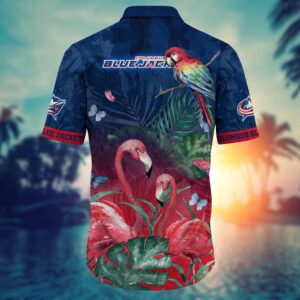 NHL Columbus Blue Jackets Flamigo Hawaii Shirt Summer Football Shirts 3