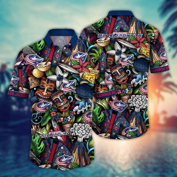 NHL Columbus Blue Jackets Flower Hawaii Shirt For Fans Custom Summer Football Shirts