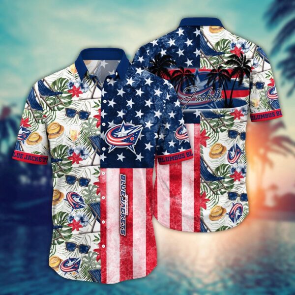 NHL Columbus Blue Jackets Flower Hawaii Shirt For Fans Summer Football Shirts