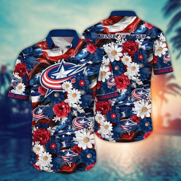 NHL Columbus Blue Jackets Hawaii Shirt Independence Day Summer Shirts