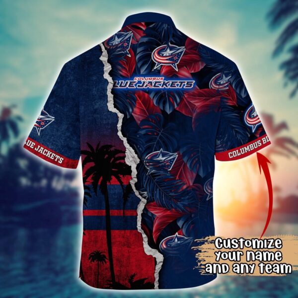 NHL Columbus Blue Jackets Palm Tree Hawaii Shirt Custom Summer Football Shirts